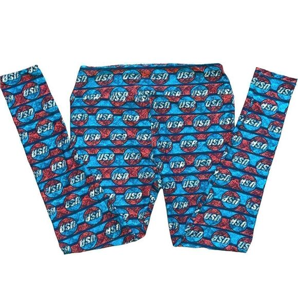 LuLaRoe Adult 12-18 Leggings • Vintage Americana Collection • Red White & Blue - Picture 8 of 16